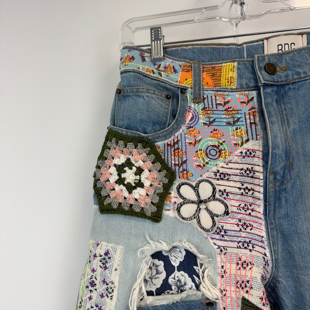 BDG Urban Outfitters Patchwork Flare Jeans Boho Y2K Size 29 - Picture 10 of 16